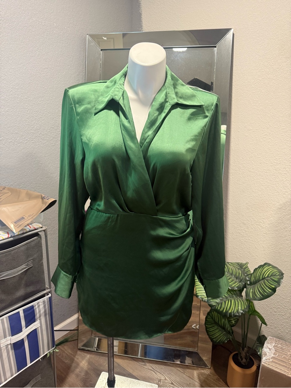 Zara Emerald Green Satin Blouse